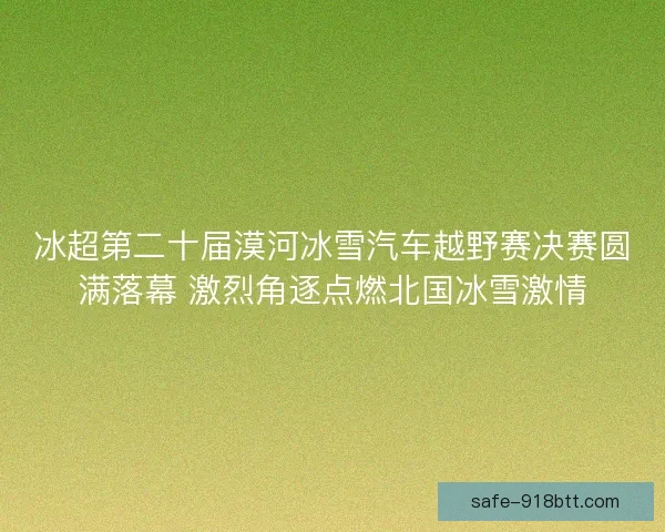 冰超第二十届漠河冰雪汽车越野赛决赛圆满落幕 激烈角逐点燃北国冰雪激情