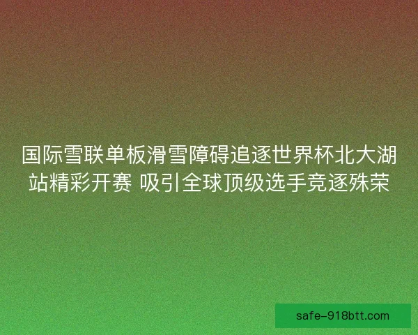 国际雪联单板滑雪障碍追逐世界杯北大湖站精彩开赛 吸引全球顶级选手竞逐殊荣